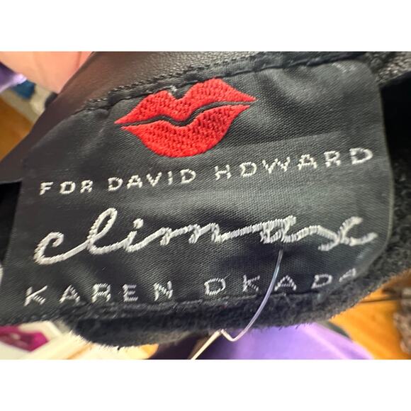 Vintage 80s Climax David Howard Sz 2 Embroidered Leather Suede Midi Dress Black - Picture 4 of 6